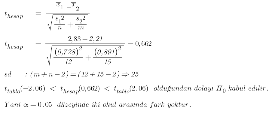 Bağımsız t testi çözüm