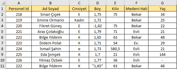 Personel Verileri